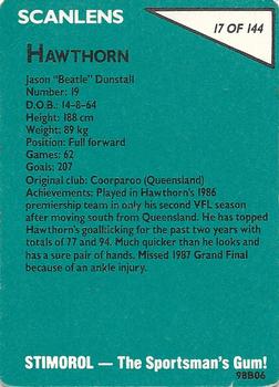 1988 Scanlens VFL #17 Jason Dunstall Back